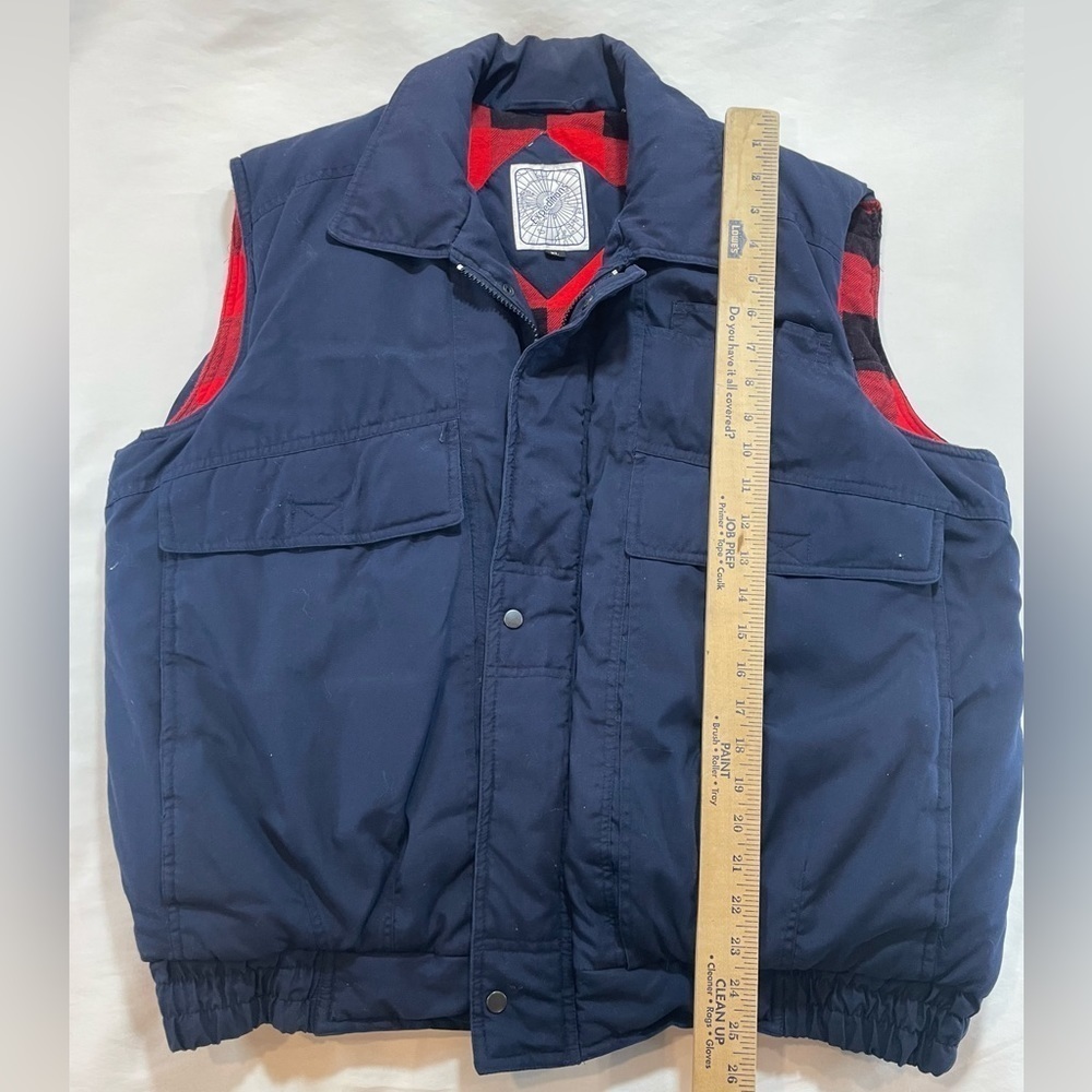 Expeditions Vest Men XL Blue Plaid Blanket Lined Utility Cargo Adult BROKEN ZIP* - Picture 8 of 11
